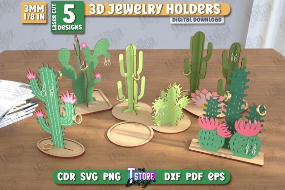 Download Jewelry Display Laser Cut Bundle |Cactus - Jewelry Collection