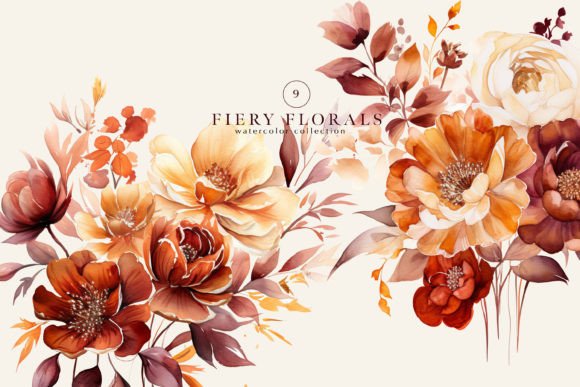 Download Watercolor Rusty Fall Flowers Bouquets - Rusty Collection